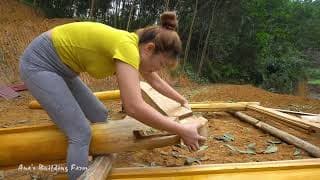 Beautiful Girl Uses Machinery to Build a Dream Wooden House | The Process From Start to Finish