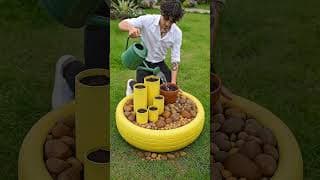 A creative way to reuse old tires and make your yard pop! 🌿🎨