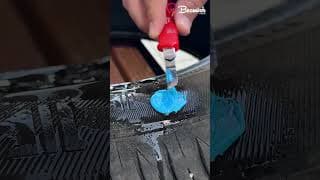 Tire repair method using glue stick #diy #tire #fixing #trick