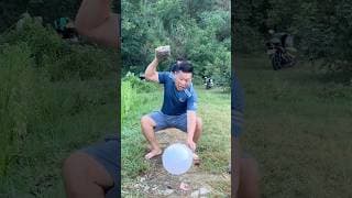 Survival Challenge: Destroying Balloons with Rocks Unexpected Ending##Challenge #Balloons #Survival