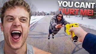 Man Grabs Officers Taser In Snow Chase