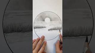 Very easy drawing landscape with pencil