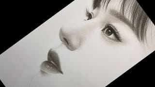 Very Easy Drawing Nose and Lips with Charcoal Pencil | Drawing Tutorial