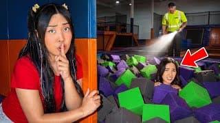 We Secretly Hid OVERNIGHT Inside A Trampoline Park!