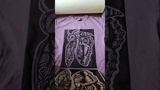 printing a "mowlth" shirt from my view 🦉 #handmade #owl #moth #woodcut #shirt