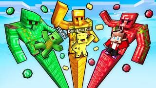 JJ and Mikey and Banana Kid: TOWER GOLEM BATTLE in Minecraft...