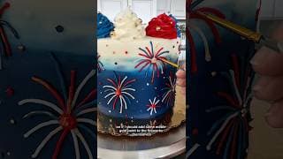 Is it better before or after the gold? 🤔 #cakedecorating #fourthofjuly 🇺🇸