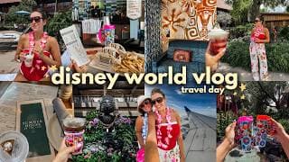 DISNEY WORLD TRAVEL DAY! flight to Orlando, Disney's Polynesian Resort, room tour & pool fireworks ✨