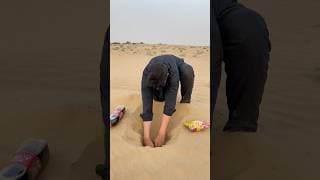 Hide Drink 🥤 & snacks in desert 🏜️ sand#camping #survival #experiment #desert