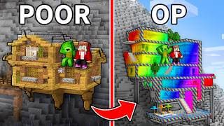 JJ and Mikey: From POOR To OP Mountain Base in Minecraft!
