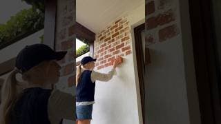DIY Sponge Painted Faux Limewash Brick Wall