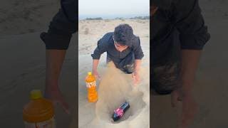 hide drink 🍷 in desert 🏜️ sand #experiment #camping #outdoors
