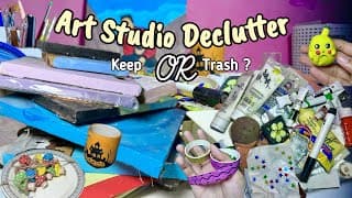 | Art Studio Declutter | I’m throwing away All My Old Handmade Art Because I lRan Out of Space 😭 😭|