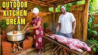 Building the Most Beautiful Outdoor Fireplace 😭🏡 Whole Goat Feast & Dream Home Progress ❤️🔥