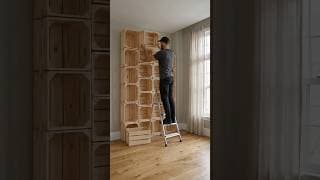you won't believe what he build out of wooden crates ✨#diy #interiordesign #shorts