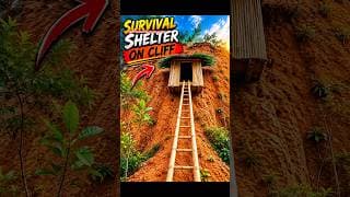 🔥 I Built a Survival Shelter on the Edge of a Cliff! #bushcraft #primitive #survival #shelter #diy