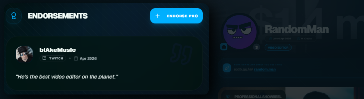 A creator endorsement displayed in a professional's Vouch Ledger